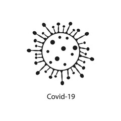 Coronavirus Bacteria Cell Icon, 2019-nCoV, Covid-2019, Covid-19 Novel Coronavirus Bacteria. Dangerous Coronavirus. Stock Vector Icon