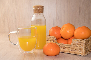tangerine juice and orange tangerines close up