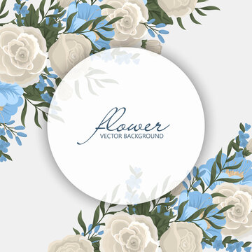 Floral Round Border - Light Blue Circle Frame With Flowers