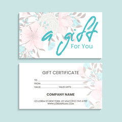 Set of colorful gift cards template. Modern style vector illustration of flowers for saloon, gallery, spa, shop. Gift voucher
