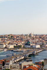 Fototapeta na wymiar Panoramica, Panoramic, Vista o View de la ciudad de Estambul o Istanbul del pais de Turquia o Turkey desde la Torre o Tower Galata