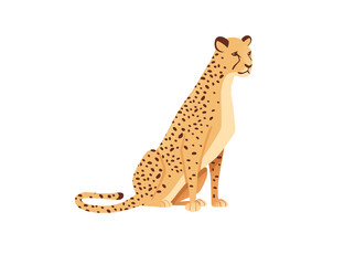 Cheetah big wild cat african savannah predator animal cartoon design character vector illustration on white background