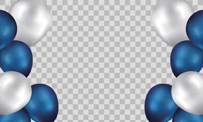 blue balloons, vector illustration. Celebration transparent background template
