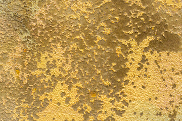 Weathered cement painted yellow wall texture