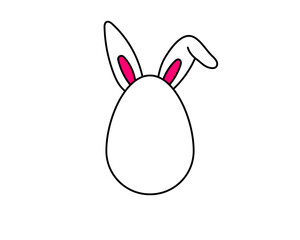 Easter egg with rabbit ears on white background, illustration.Happy Easter egg icon . Outline symbol.