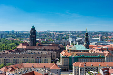 Naklejka premium Aerial view over Dresden Historic Center, Germany