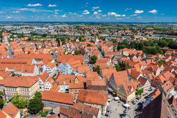 Fototapeta na wymiar Aerial view of Nordlingen the town inside the walls, Bavaria, Germany