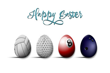 Happy Easter. Set eggs in the form of sport balls
