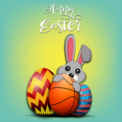Easter Rabbit with egg shaped basketball ball