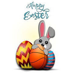 Easter Rabbit with egg shaped basketball ball