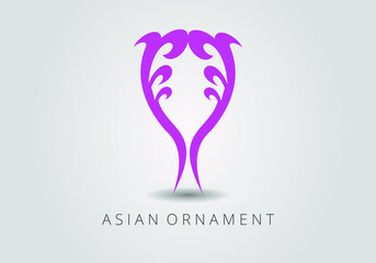 Magenta ornate linear ornaments in Kazakh traditional style. Asian floral design. Abstract Asian elements of the national pattern of the ancient nomads of the Kyrgyz, Mongols, Kazakhs, Tatars. 