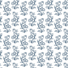 Hand drawn flowers seamless pattern. Floral endless texture. Abstract drawing flowers background. Part of set.