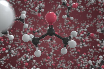 Acetone molecule, ball-and-stick molecular conceptual model. Scientific 3d rendering