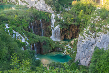 Beautiful natural waterfalls and lake of Plitvice National Park, Croatia