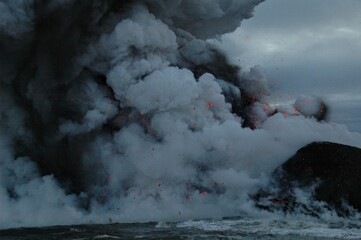 Coulées de lave du volcan Kilauea à Hawaii