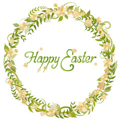 Easter wreath with the inscription Happy Easter