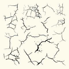 Set of cracks different forms on white background