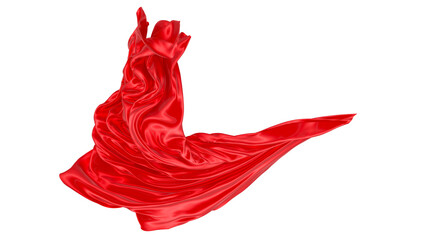 Beautiful flowing fabric of red wavy silk or satin. 3d rendering image.