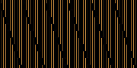 Fototapeta premium Seamless of vertical stripe pattern. Design diagonal cuts lines gold on black. Design print for illustration, texture, wallpaper, background, cover.