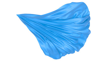 Beautiful flowing fabric of blue wavy silk or satin. 3d rendering image.