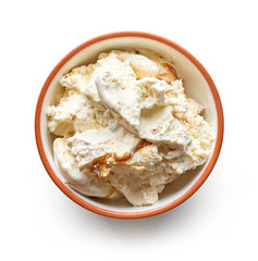 bowl of homemade caramel ice cream
