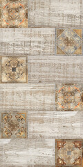 Digital tiles design. Abstract damask patchwork pattern Vintage tiles design