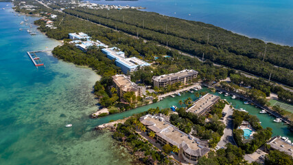 Aerial Buttonwood Bay Key Largo Florida Keys - obrazy, fototapety, plakaty