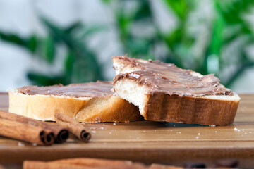 soft chocolate butter and white bread, sliced white bread