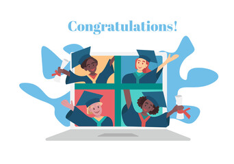 A group of graduates who received their diplomas online