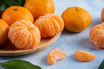 Close up photo of Fresh organic mandarins