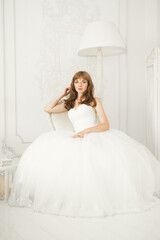 Beautiful luxury bride in elegant white dress