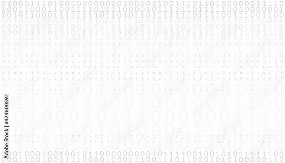 Poster binary code pattern with gray 0 and 1. minimal digital background