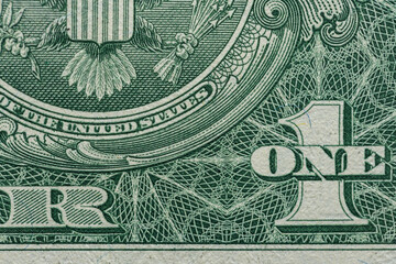 One Dollar bills, Usa Money currency.. Closeup 1 Dollar Banknote. United States of America Currency.