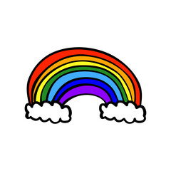 Rainbow icon. Colored contour linear sketch drawing. Vector simple flat graphic hand drawn illustration. The isolated object on a white background. Isolate.