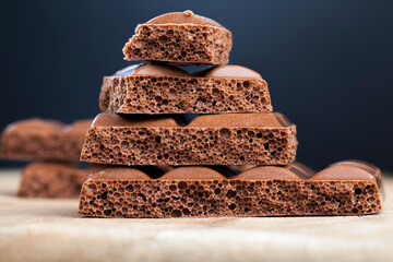 divided into pieces chocolate bar