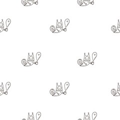 Seamless pattern with cute cartoon snails on white background. Funny slugs wallpaper. Doodle animals print.