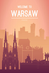 Naklejka premium Warsaw, Poland famous city scape view.