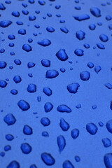 Water drop on blue surface