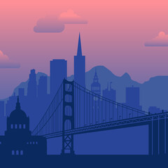 Fototapeta premium San Francisco, USA famous city scape background.