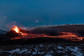 The eruption site of Geldingadalir in Fagradalsfjall mountain on Reykjanes in Iceland