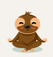Vector Sloth Meditating in Yoga Pose