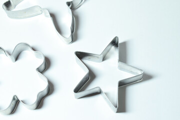 cookie cutters for homemade cookies, for sweets, cookie cutters on a white background