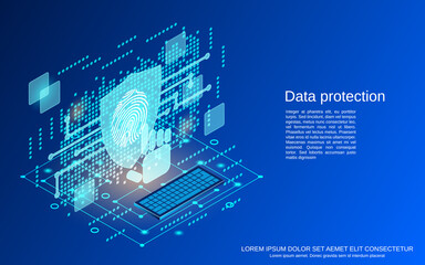 Data protection, information security flat isometric vector concept illustration
