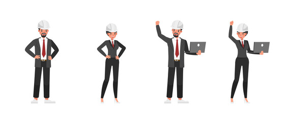 Set of engineer people working character vector design. Presentation in various action with emotions. no3