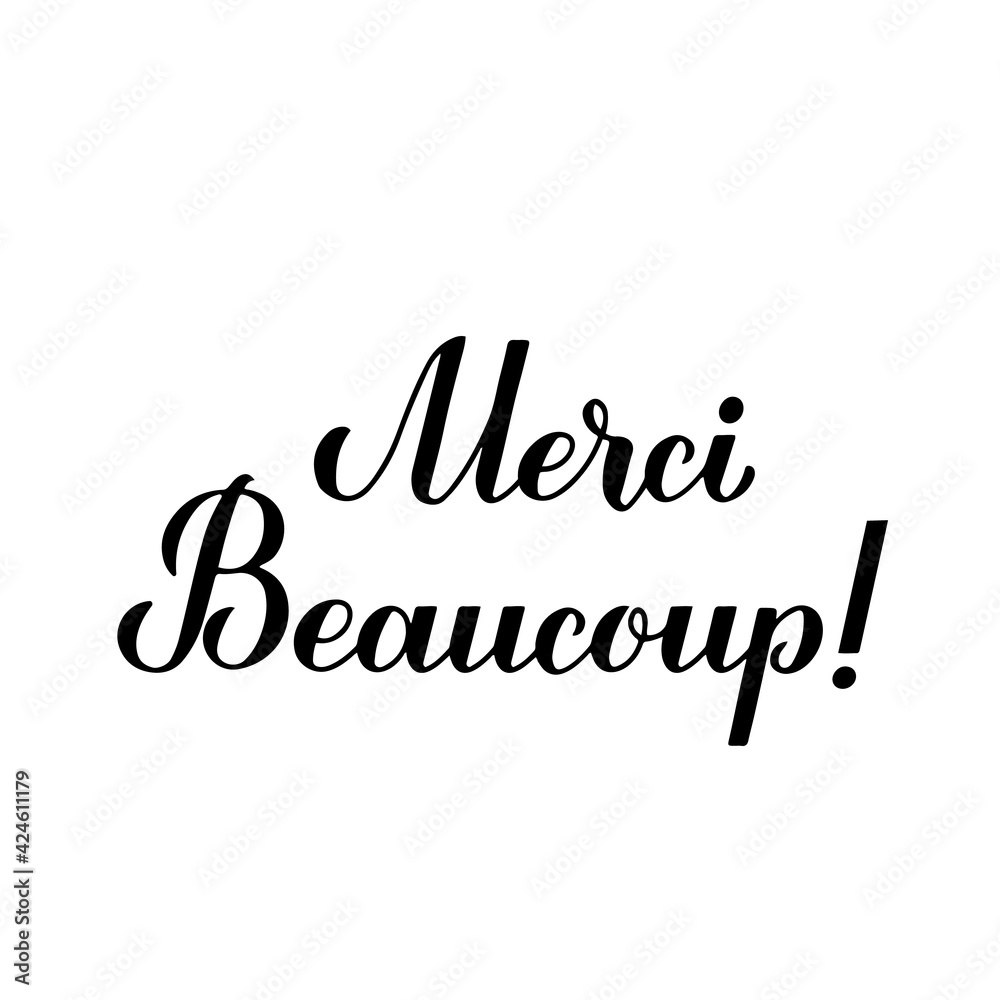 Wall mural thank you very much calligraphy hand lettering in french language isolated on white background. vect - Wall murals