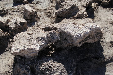 Close up on rocks in Devil's Golf Course in Death Valley National Park, California