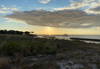 Beautiful sunset over pier - Florida