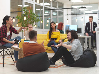 team meeting and brainstorming in modern office