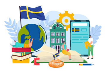 Swedish language concept design, vector illustration. Sweden graphic symbol banner, language education for flat business in foreign country. © creativeteam