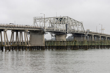 Swing bridge over harbor river sea island parkway